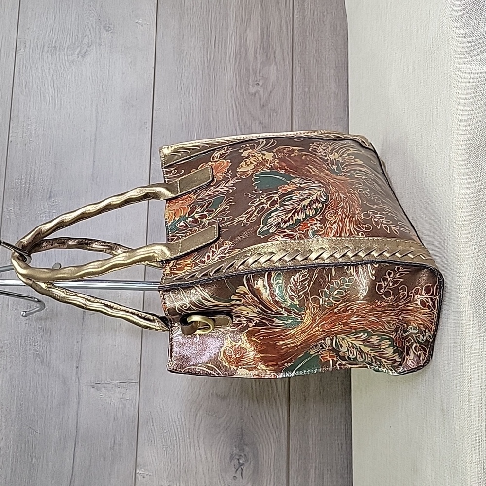 Patricia Nash Gold and Brown Floral Satchel - Picture 3 of 16